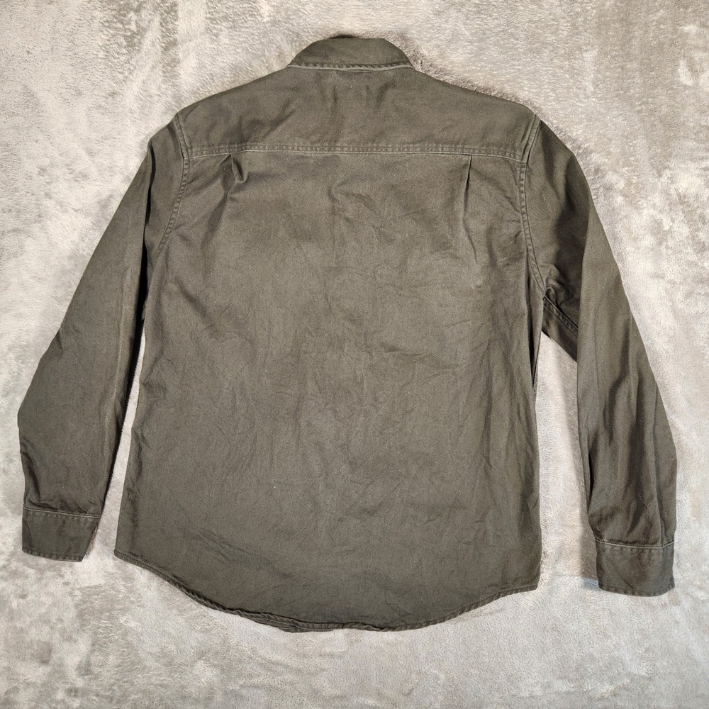 Mutual Weave Button Down Shirt Mens Large Olive Green Twill Long Sleeve - Picture 7 of 9